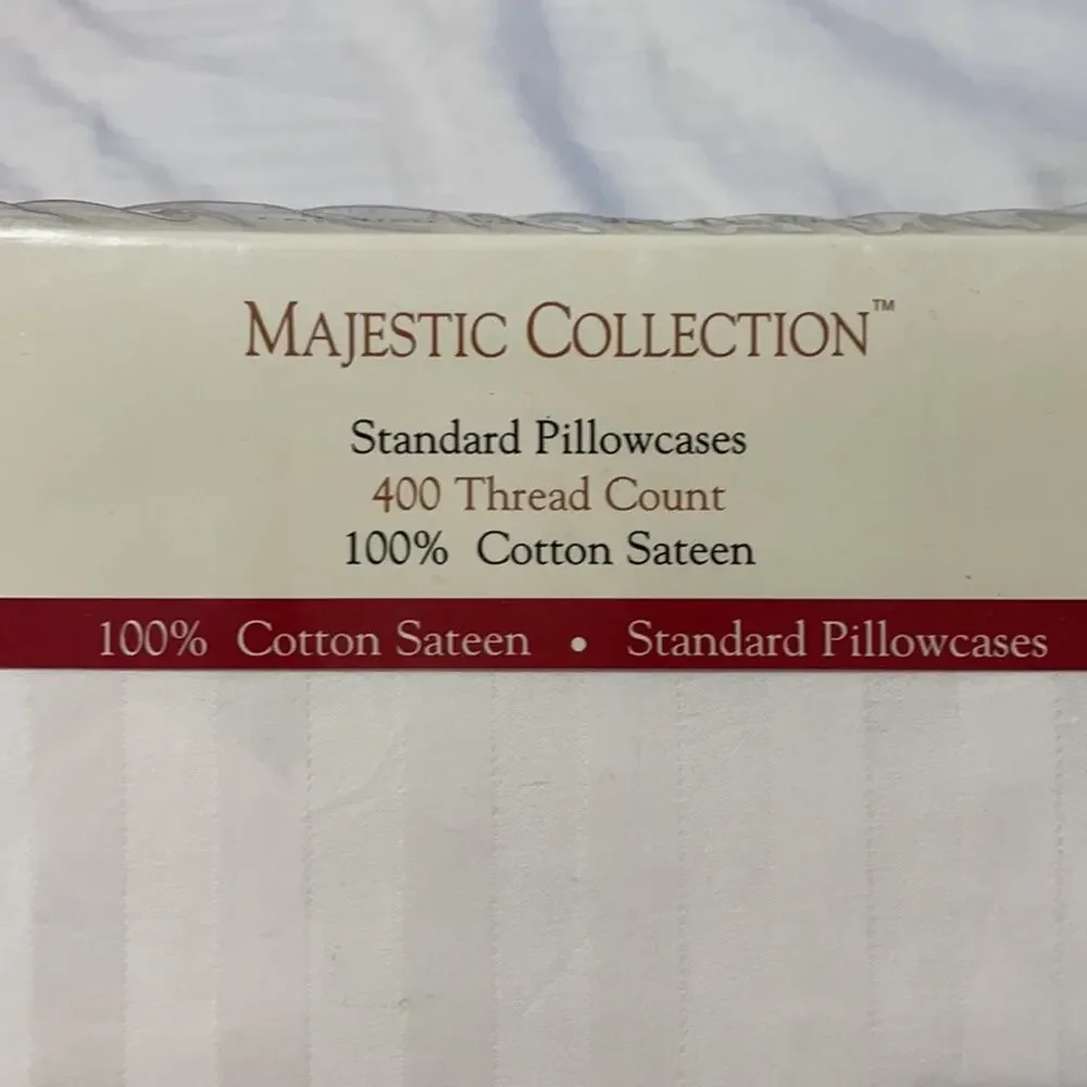 Majestic collection ivory sateen cotton stripe on stripe nwt standard size